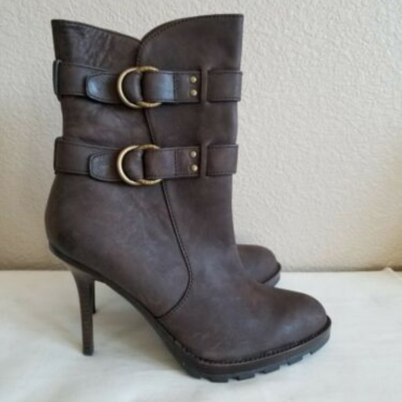 BLACK FRIDAY 35% SALE! Coach Thelma Espresso Brown Leather Mid Calf Boots 8 Wmns - Picture 2 of 8